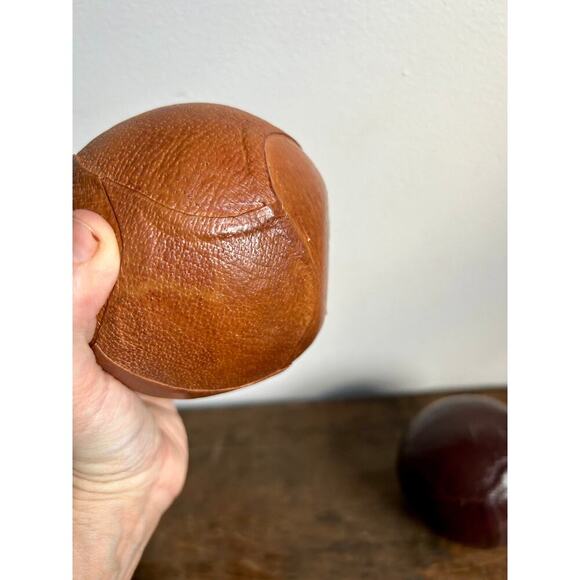 Vintage Leather Wrapped Decorative Spheres, Set of 3 - Picture 5 of 9